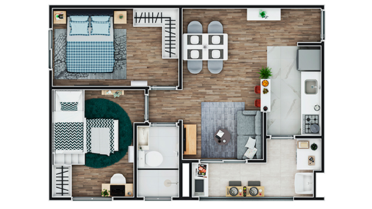 Planta do apartamento tipo A do Conceito Poá